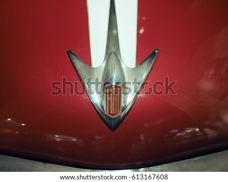 TURIN, ITALY - CIRCA JANUARY 2017: Fiat logo on vintage car at Museo Nazionale dell Automobile (meaning National Automobile Museum car museum)