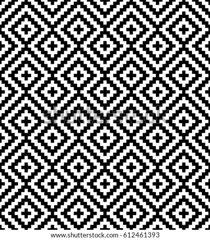 Black and white meander pixel art pattern monochrome seamless pattern for modern design in flat Black and white meander pixel art pattern monochrome seamless pattern for modern design in flat