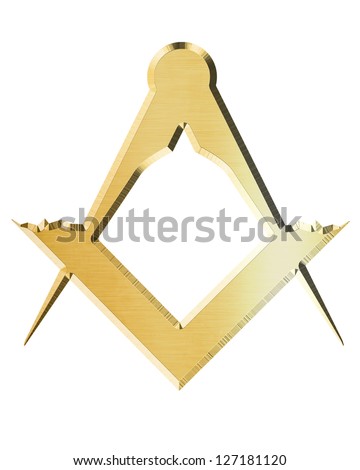 Masonic square and compass with some soft highlights - stock photo