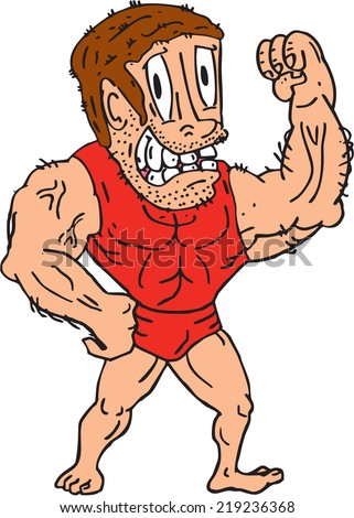 Hunky Cartoon Muscle Man Huge Biceps Stock Vector 120826729 - Shutterstock