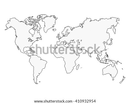 Simple Outline World Map On Transparent Stock Vector 646077715 ...