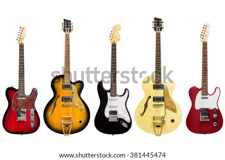 electric guitars isolated on white background