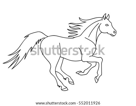 Vector Running Horse Outline Silhouette Isolated Stock Vector 552011926