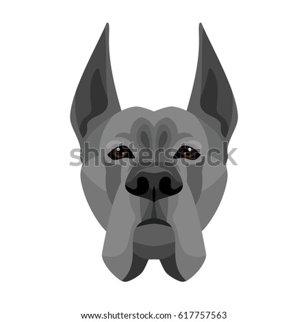 Vector deutsche dog breed face icon symbol of new 2018 year isolated on white background