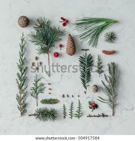 Christmas Round Frame Made Natural Winter Stock Photo 504917440 ...