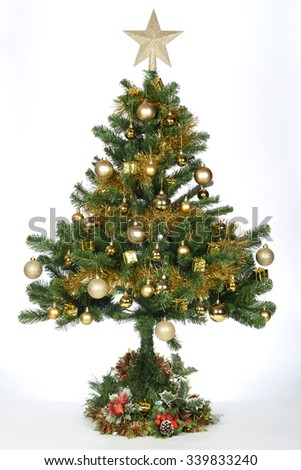Decorated Gold Christmas Tree Golder Patchwork Stock Photo 732601687