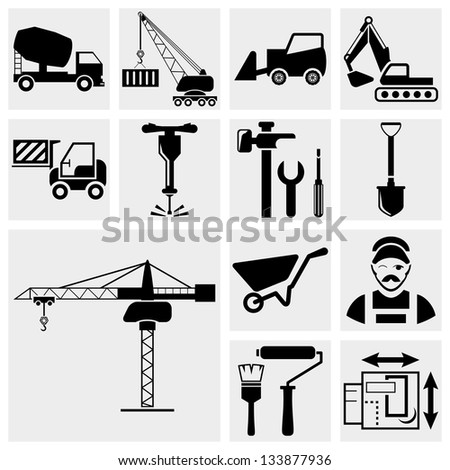 Construction Icon Set Stock Vector 133877936 - Shutterstock