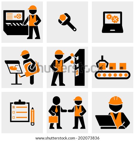 Industrial Engineering Vector Icons Set On Stock Vector 202073836 ...