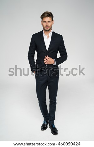 Portrait Handsome Man Black Suit Stock Photo 460050457 - Shutterstock