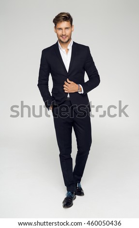 Portrait Handsome Man Black Suit Stock Photo (Royalty Free 