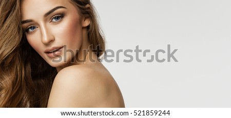 Beauty portrait of female face with natural skin