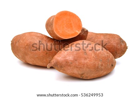 Sweet potato on white background