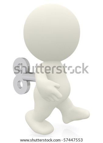 3d People - Man, Person Open A Lock With A Key. Stock Photo