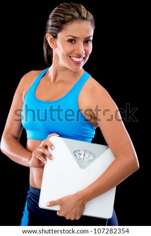 Lose Weight Concept With Woman On A Scale Shows OMG Stock Photo, Picture  and Royalty Free Image. Image 126576404.