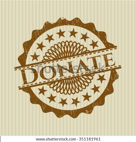 Rosette PLEASE DONATE stamps. Flat vector textured seal stamps