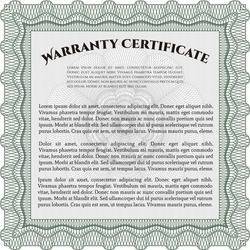 Sample Warranty template. With great quality guilloche pattern. Retro ...