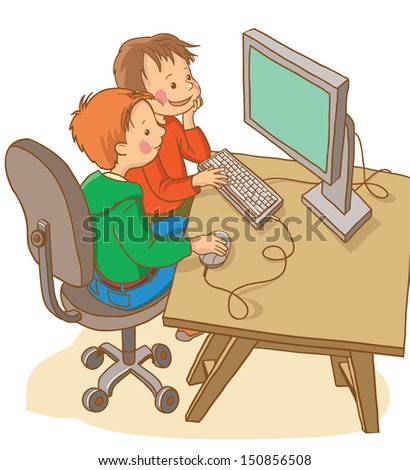 Computer Cartoon Desktop clip art Free Vector / 4Vector