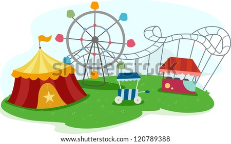 Royalty Free Stock Photos and Images: Illustration of a Theme Park with ...