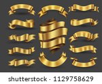 gold ribbon banners collection. ... | Shutterstock .eps vector #1129758629
