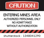 caution. entering mines area.... | Shutterstock .eps vector #1348041290