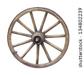 Old Wooden Wheel Isolated On...