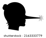 liar woman with a long nose ... | Shutterstock .eps vector #2163333779