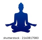 yoga woman in a lotus pose.... | Shutterstock .eps vector #2163817083