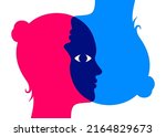 two overlapping woman heads ... | Shutterstock .eps vector #2164829673
