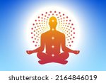 meditating yoga man in a lotus... | Shutterstock .eps vector #2164846019