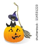 "cat in the hat for halloween... | Shutterstock .eps vector #114531223