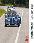 Small photo of RADICOFANI (SI) ITALY - MAY 19: blue BMW 328 built in 1937, driven by A. Ruf takes part to the 1000 Miglia 2012, followed by 3 more BMWs (all built in 1939) on May 19, 2012 in Radicofani (SI)