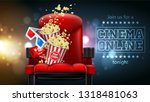 popcorn  glasses and tickets ... | Shutterstock .eps vector #1318481063