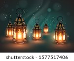 set of glowing oriental lamps... | Shutterstock .eps vector #1577517406