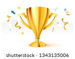 realistic golden trophy with... | Shutterstock .eps vector #1343135006