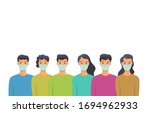 people in medical masks  people ... | Shutterstock .eps vector #1694962933