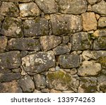 The Old Stone Wall Covered With ...