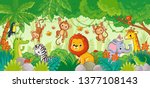 african animals in the jungle.... | Shutterstock .eps vector #1377108143
