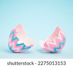 Pink and blue easter egg open...