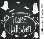 halloween hand drawn frame in... | Shutterstock .eps vector #206952709