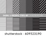 black and white diagonal and... | Shutterstock .eps vector #609523190
