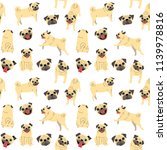 pug pattern dog poses dog breed | Shutterstock .eps vector #1139978816