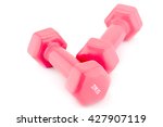 two plastic coated dumbells... | Shutterstock . vector #427907119