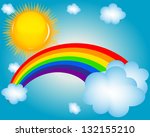 cloud  sun  rainbow vector... | Shutterstock .eps vector #132155210