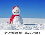 snowman on blue sky background