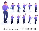isometric set of poses and... | Shutterstock .eps vector #1310028250