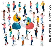 trendy isometric people and... | Shutterstock .eps vector #577994020
