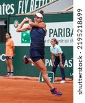 Small photo of PARIS, FRANCE - JUNE 1, 2022: Professional tennis player Veronika Kudermetova of Russia in action during her quarter-final match against Daria Kasatkina at 2022 Roland Garros in Paris, France