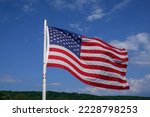 The american flag in the wind