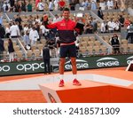 Small photo of PARIS, FRANCE - JUNE 11, 2023: 2023 Roland Garros Champion Novak Djokovic of Serbia during trophy presentation after men singles final match against Casper Ruud of Norway at Court Philippe Chatrier
