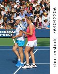 Small photo of NEW YORK - SEPTEMBER 10, 2017: Grand Slam champions Martina Navratilova and Kim Clijsters during Women's Champions Doubles match at US Open 2017 at National Tennis Center in New York